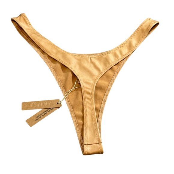 Skims Ochre Beige Dipped Thong Wet Jersey Size Small NWT PN-DTH-0566 Women's - Picture 2 of 4